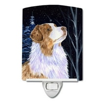 Caroline's Treasures SS8375CNL Starry Night Australian Shepherd Ceramic Night Light, 6x4x3", multicolor
