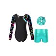 thumbnail image 2 of Eandarui Kids Gymnastics Unitard Girls Ice Skating Leotard Sparkly Ballet Bodysuit with Yoga Dance Blue Green 12, 2 of 5