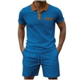 thumbnail image 2 of Weiqiqre Ensembles Courts pour Hommes 2 Pcs Tenues Chemises en Lin à Boutons et Ensembles Courts Tenues d'Été de Plage, 2 of 5