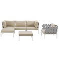 thumbnail image 4 of Modway Harmony 6 Piece Outdoor Patio Aluminum Sectional Sofa Set in White Beige, 4 of 8