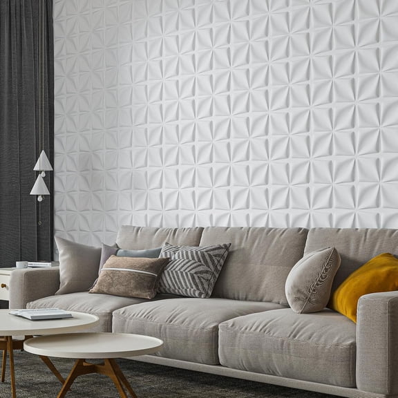 FLOLEOPA Textures 3D Wall Panels White Design for Interior Wall Decor Pack of 30 Tiles 29 Sq Ft (PVC)