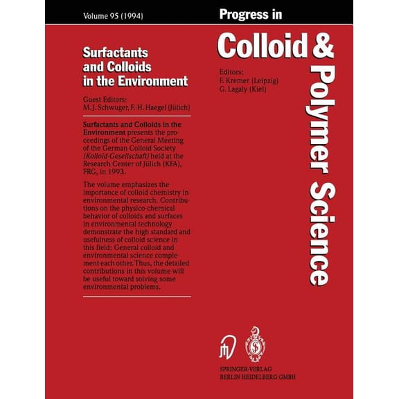 Progress in Colloid and Polymer Science Surfactants and Colloids in the Environment, Book 95, (Paperback)