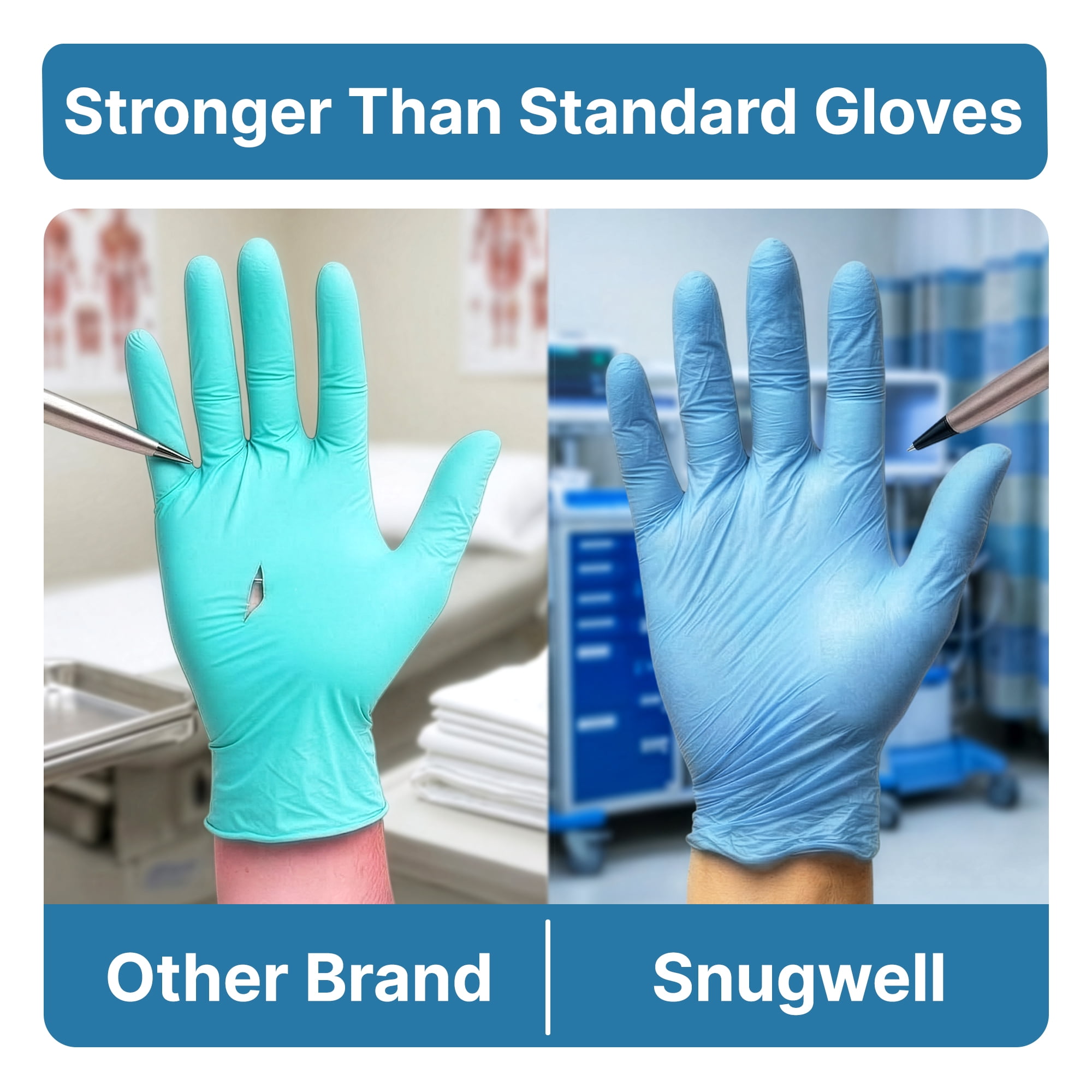 Snugwell Vinyl Gloves Latex-Free & Powder-Free Disposable Gloves (Medium) 1000 Count
