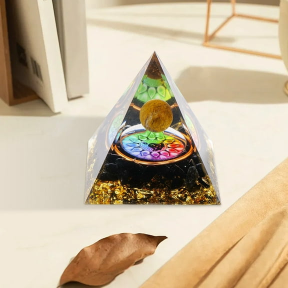 CxhicLuv Crystal Energy Tower, Resin Pyramids with Crushed Stone, 5cm Decorative Healing Ornament for Home & Office, Spiritual Crystal Chip Tower, Vibrant Colorful Christmas Gifts