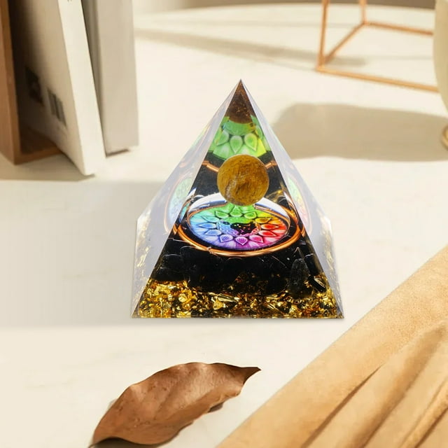Decoración de pirámides de cristal • Adornos de resina de piedra triturada de 5 cm • Artesanía y decoración de barras para el hogar