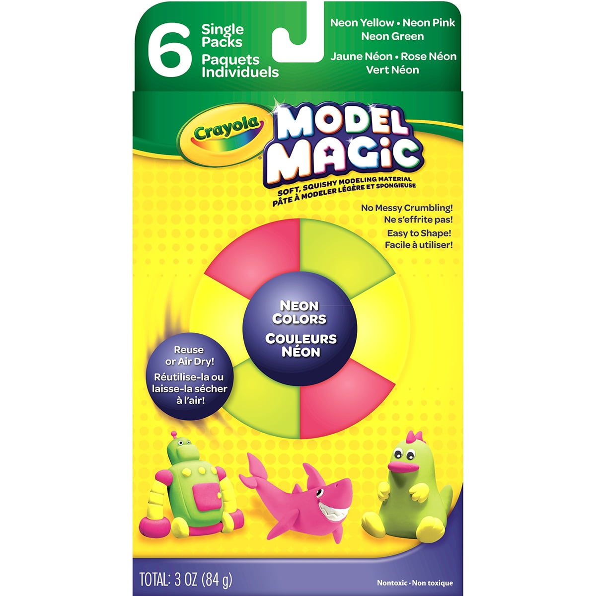 Crayola Model Magic, Neon, Alternative Modeling Clay For Kids, 6 Pack