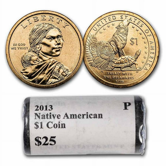 2013-P Native Amer $1 - Treaty with the Delawares (25 Coin Roll)