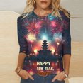thumbnail image 2 of VEKDONE Tenues de Réveillon du Nouvel An pour Femmes, Hauts Décontractés à Manches 3/4 et Col Rond Imprimés, Multicolore TTTG, 2 of 5