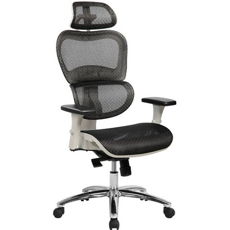 Techni Mobili Deluxe High Back Ergonomic Mesh Executive Office Chair with Neck Support,