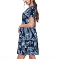 thumbnail image 2 of Naloa Tropical Leaves Print Womens Summer A-Line Dress with Pockets,Short Sleeve Dresses,Flowy Beach Swing Dress for Vacation Travel, 2 of 6
