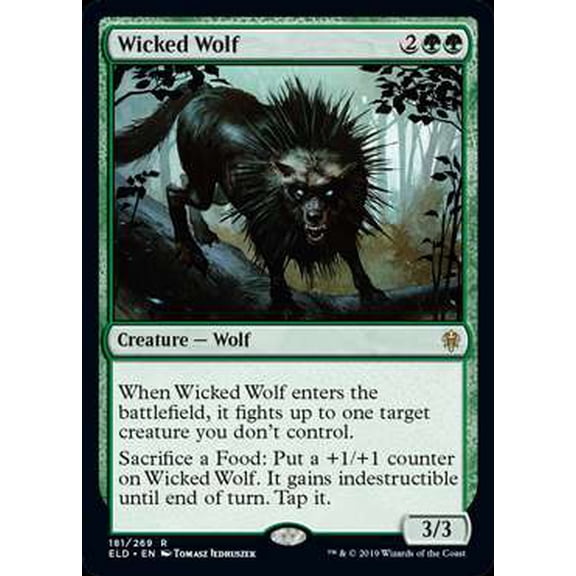 MtG Throne of Eldraine Rare Wicked Wolf #181