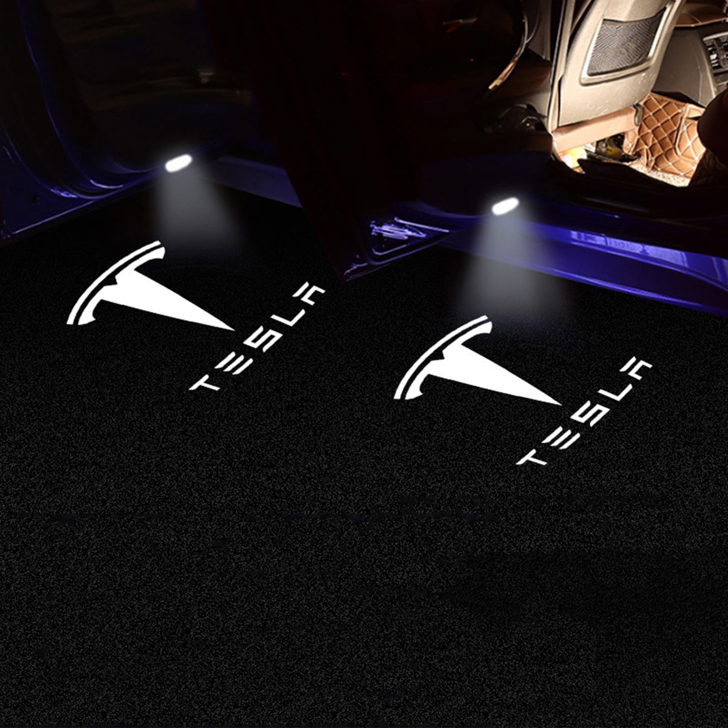 Tesla Model S/3/X/Y: Welcome Door Projektor Puddle Light Set - Plugear