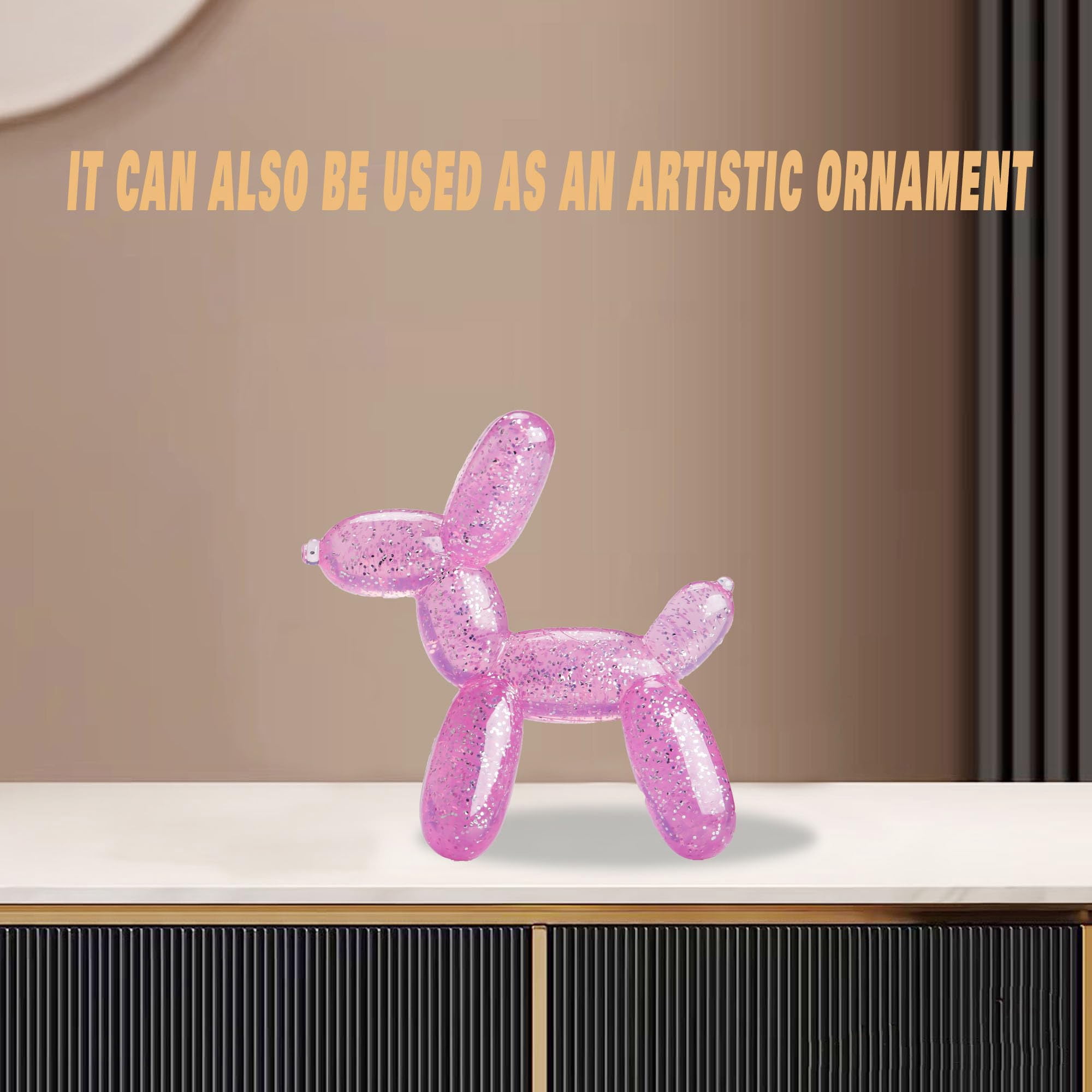 Durable Dog Chew Toy Balloon Dog Shape, Tough Plastic Chew Toy for Medium Large Dogs, Interactive Boredom Buster for Dental Health, Pink