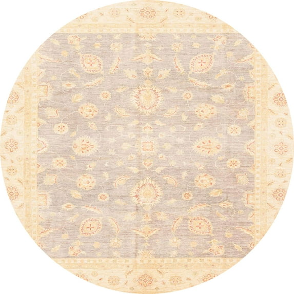 Ahgly Company Indoor Round Abstract Pastel Orange Oriental Area Rugs, 8' Round