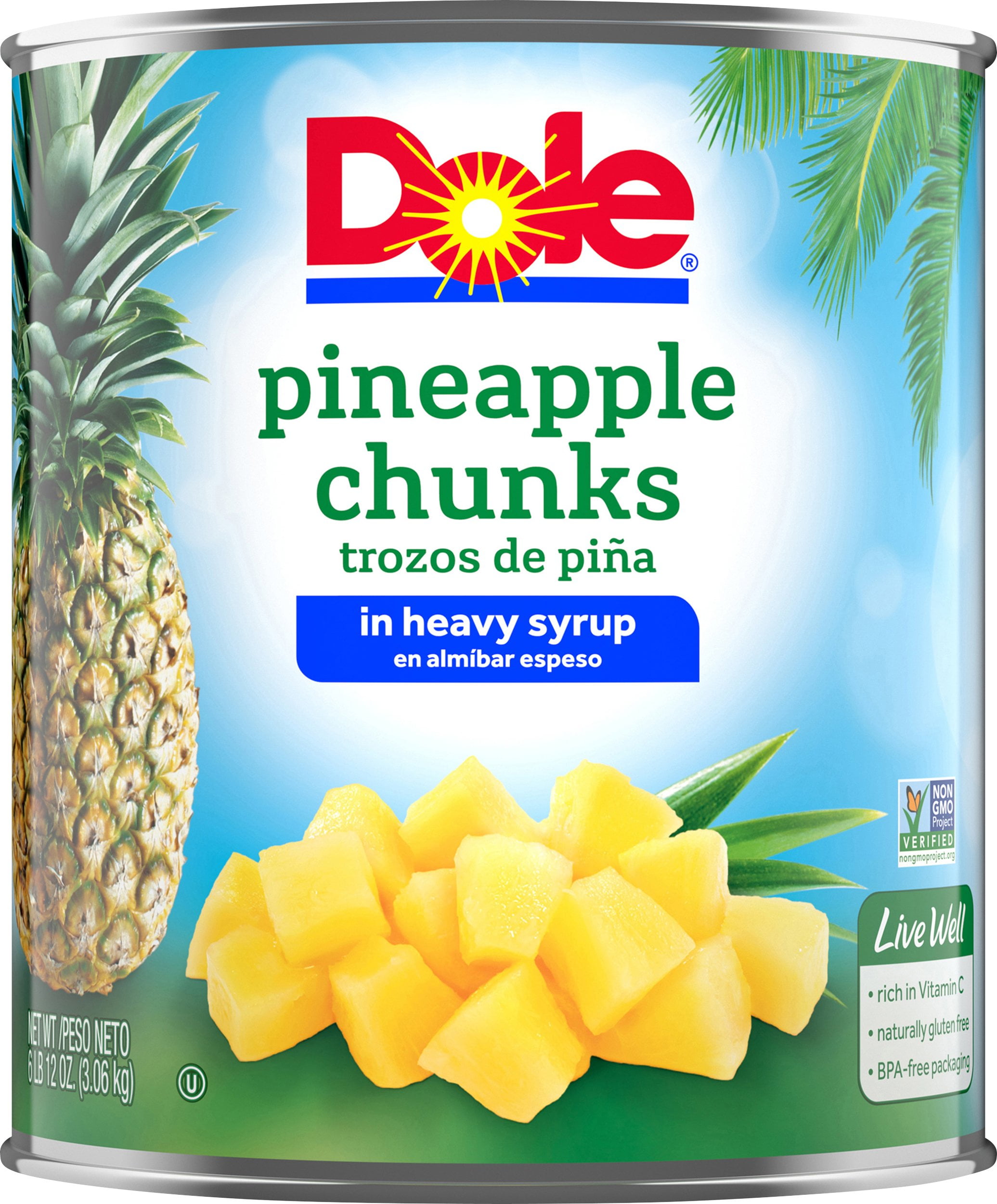 Dole Canned Fruit Chunks In Heavy Syrup Pineapple 108 Oz Can