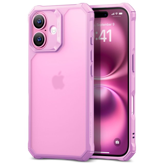 Funda de teléfono ESR Air Armor Series para iPhone 16, rosa transparente