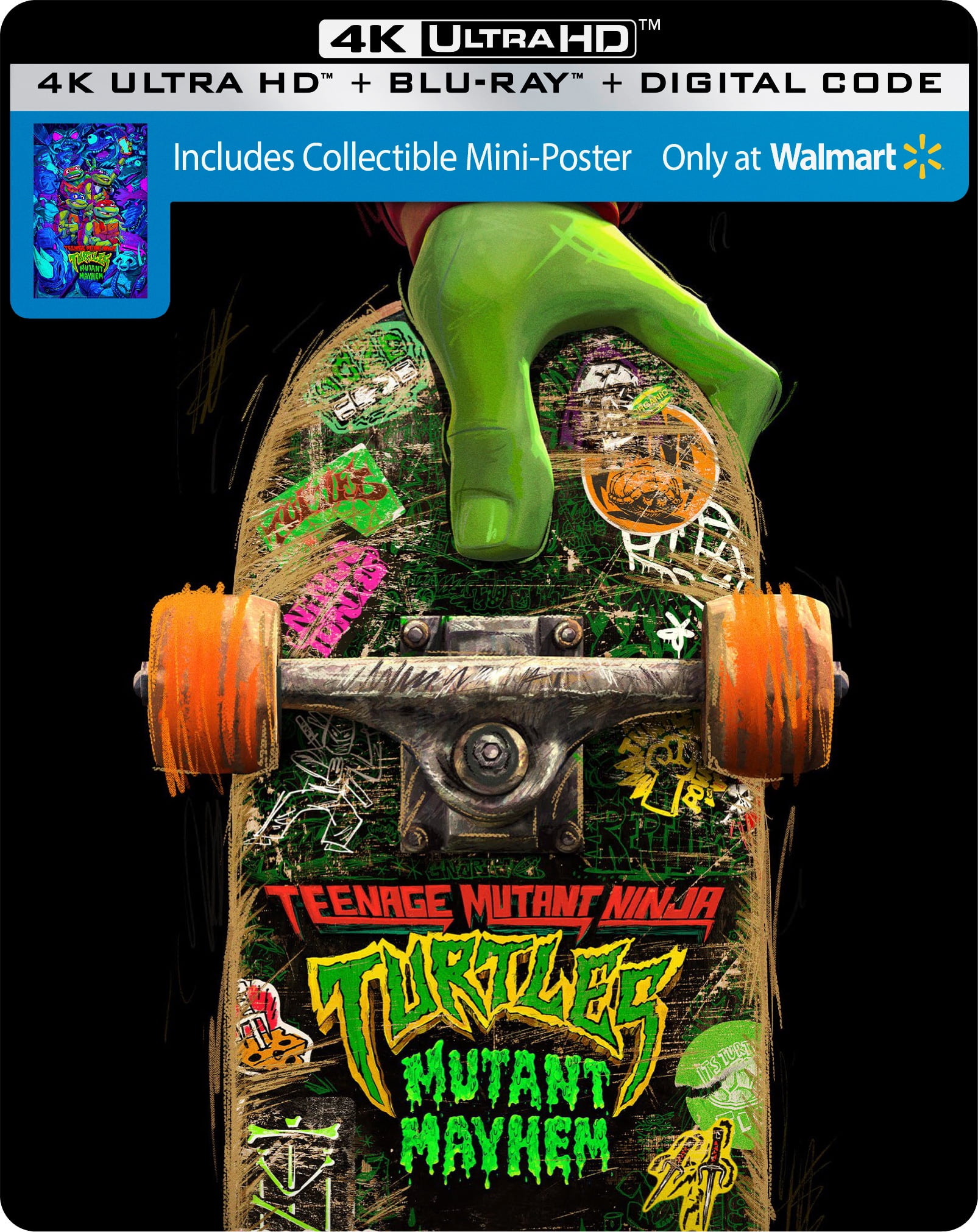 Teenage Mutant Ninja Turtles: Mutant Mayhem (Steelbook) (Walmart Exclusive) (4K Ultra HD + Blu-Ray + Digital Copy) with Exclusive Poster