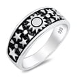 thumbnail image 1 of Oxidized Sun Star Mystical Galaxy Ring .925 Sterling Silver Band Jewelry Female Male Unisex Size 9, 1 of 4