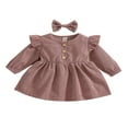 thumbnail image 1 of MesaSe Automne Bébé Filles Princesse Robe 2pcs Volant à Manches Longues Bouton Velours Côtelé une Ligne Robe Bandeau Vin Rouge 2-3 Ans, 1 of 9