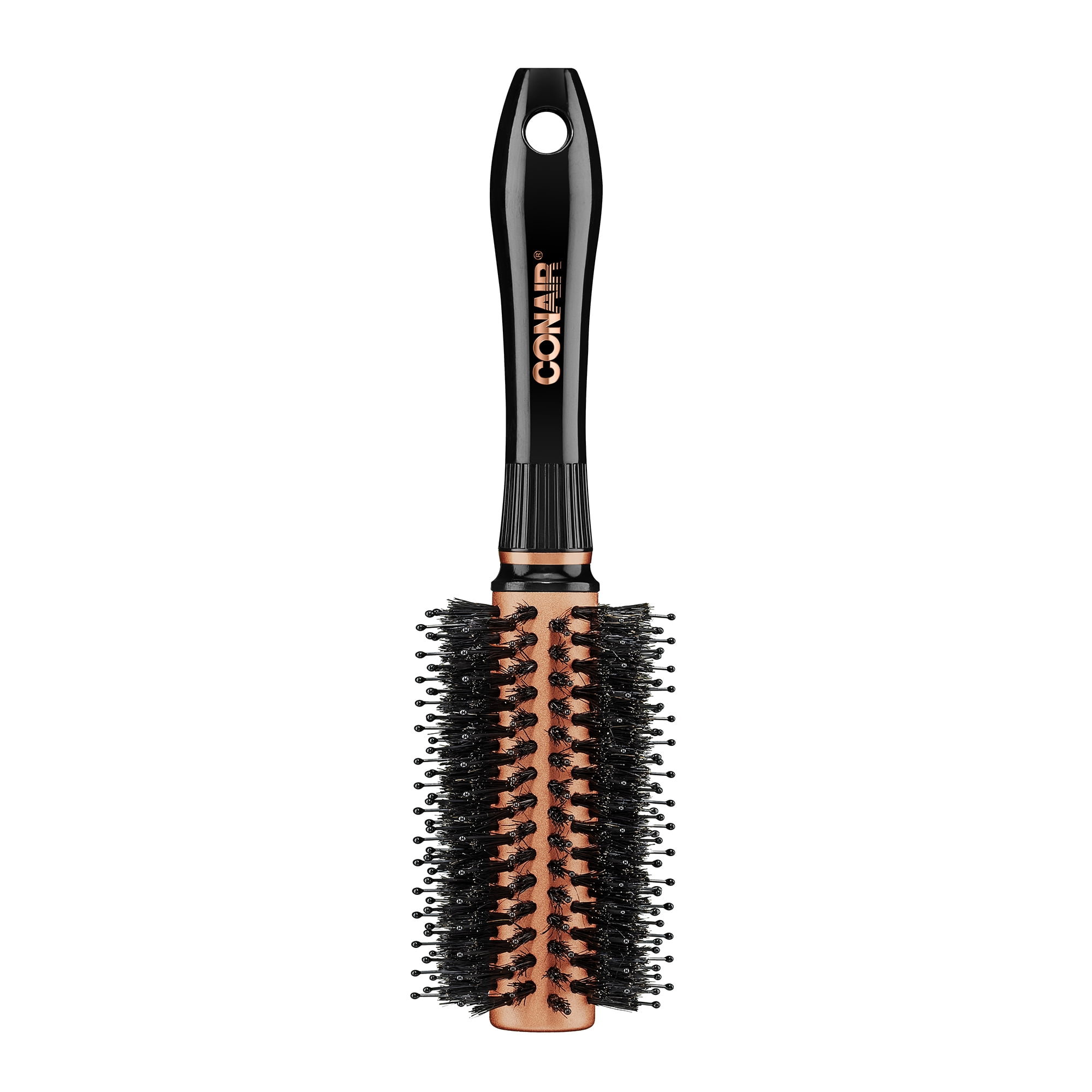 Conair Copper Collection Quick Blow-Dry Professional Boar and Nylon Bristles 9' Porcupine Round Hair Brush, Black