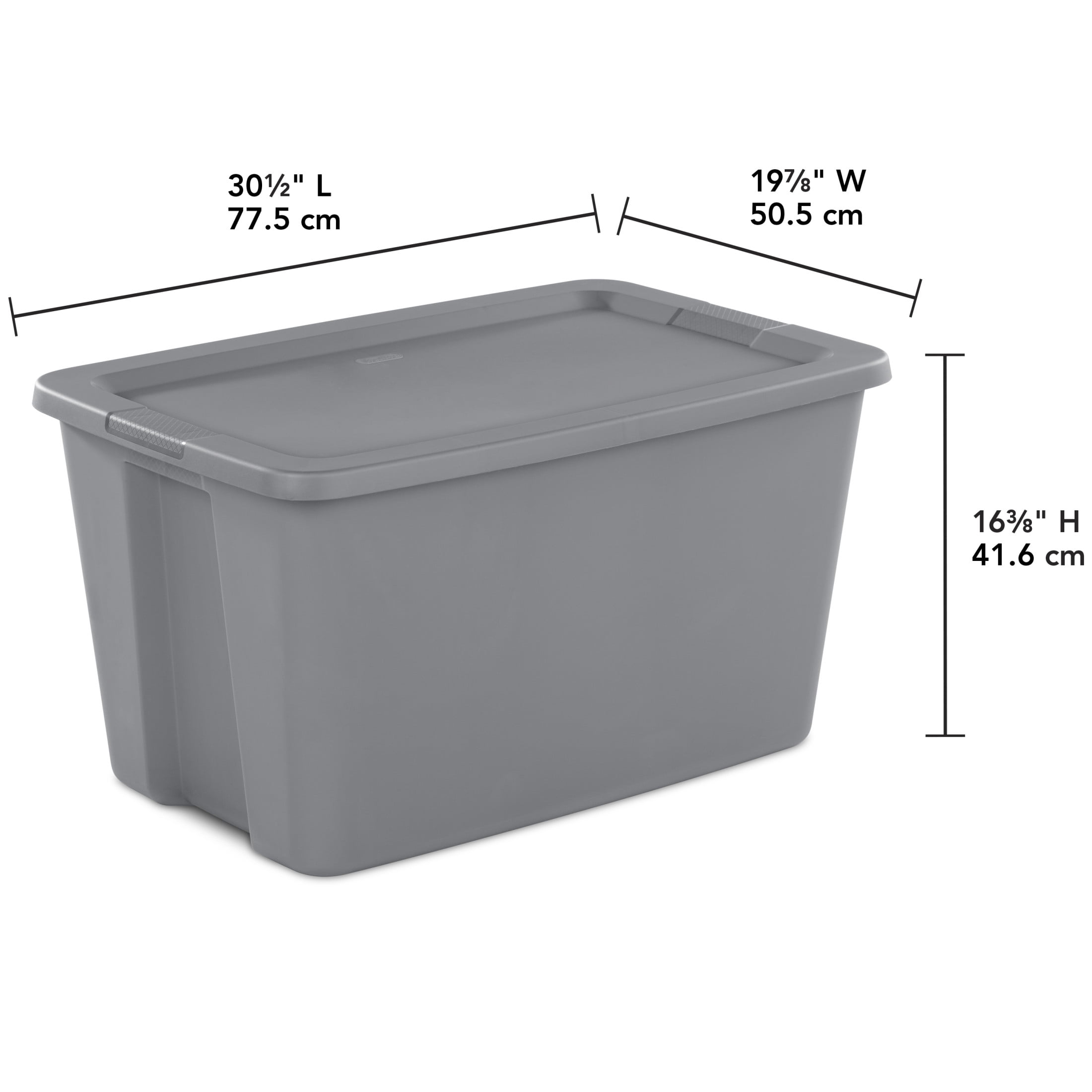 Sterilite 30 Gallon Extra-Large Storage Bin, Durable Plastic Storage Container with Snap-On Lid, Gray