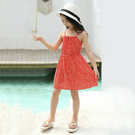 

Huilaibazo Girls Dress Toddler Kids Girls Flower Bohemian Sleeveless Beach Straps Dress Princess Clothes