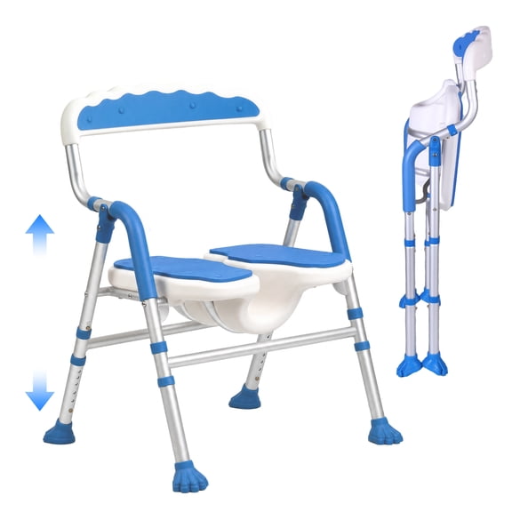 Flybrother Foldable Shower Chair for Inside Shower Non-Slip Portable Shower Seat for Elderly and Disabled, Blue
