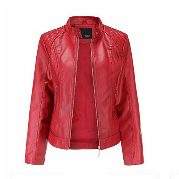 Chaquetas para mujer Slim Leather Stand Collar Zip Motocicleta Traje Cinturón Abrigo Chaqueta Tops Odeerbi ODB-3