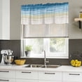 thumbnail image 4 of Haze Blue Summer Beach Curtain Valances for Windows, Kitchen Valance Window Treatments Panel 2 Pack, Nautical Coastal Beige Seaside Rod Pocket Short Curtains for Bathroom Bedroom 54 x 18 Inch, 4 of 8