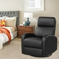 thumbnail image 3 of Giantex Recliner Chair, Manual Rocking Chairs with Pull Button, 360° Swivel Glider, Faux Leather Living Room Single Lazy Sofa, Padded Seat, Gliders for Kids Playroom, Nursery (Black), 3 of 10