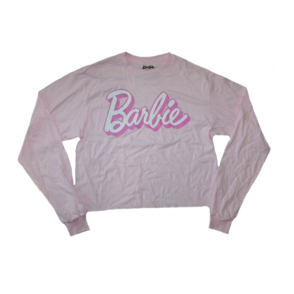 Mad Engine Barbie Junior Women's Long Sleeve Raw Cut Crop Top Size XL