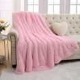 thumbnail image 2 of YJ.GWL Soft Shaggy Throw Blanket Fluffy Plush Bed Throws Fuzzy Sherpa Fleece Blankets for Couch, Sofa,Chair,60"x80",Pink, 2 of 7