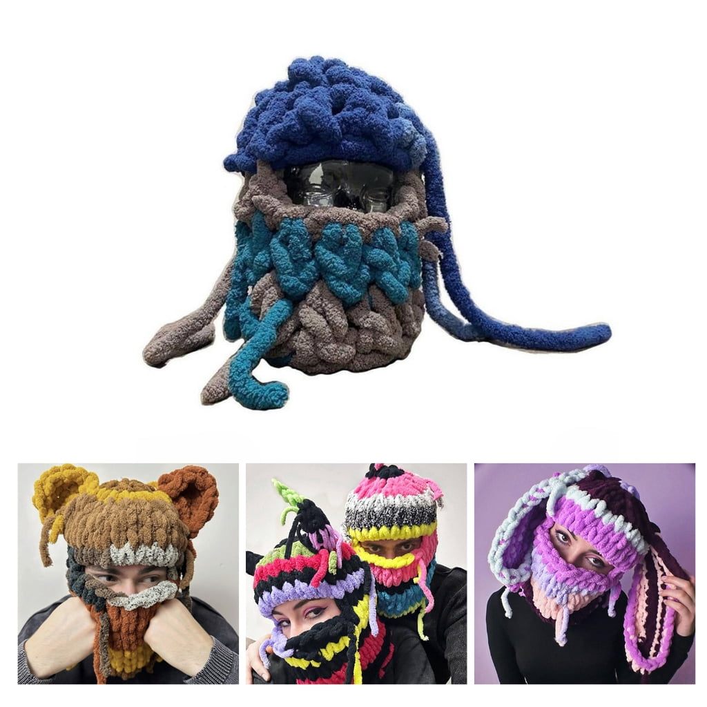 Yokua Adult Balaclava Outdoor Windproof Rabbit/Bear Ear Neck Protect Hat for Women