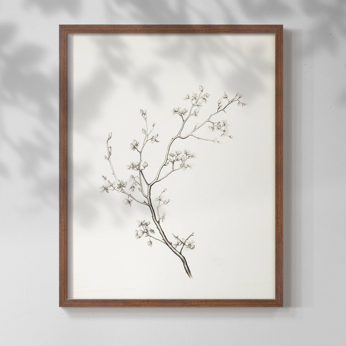 Vintage Floral Print V - 10in. x 8in. Vintage Framed Print in Walnut Wood Frame