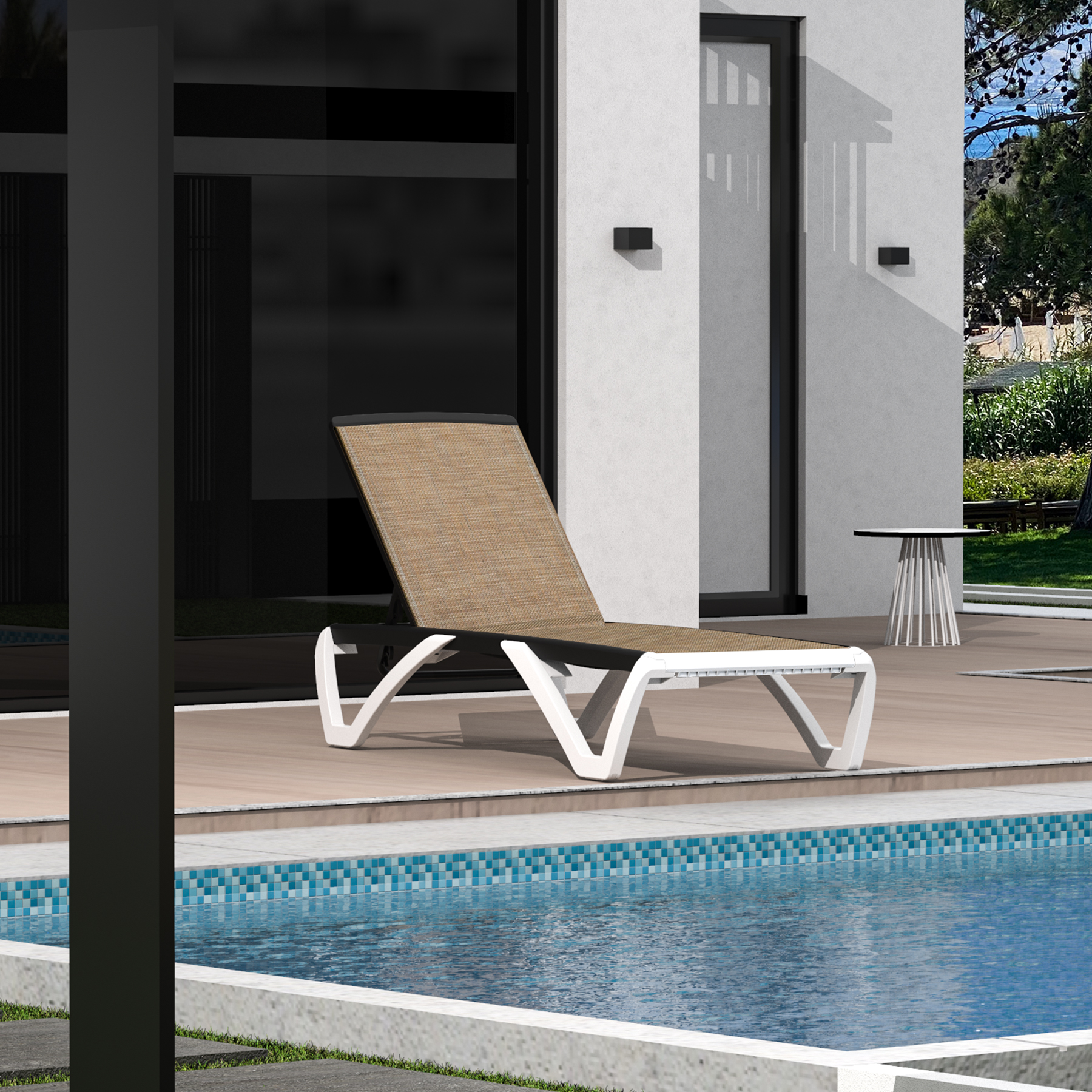Domi Outdoor Aluminum Patio Chaise Lounge Chair, Adjustable Backrest, Polypropylene, Beach Patio Chair - image 2 of 3