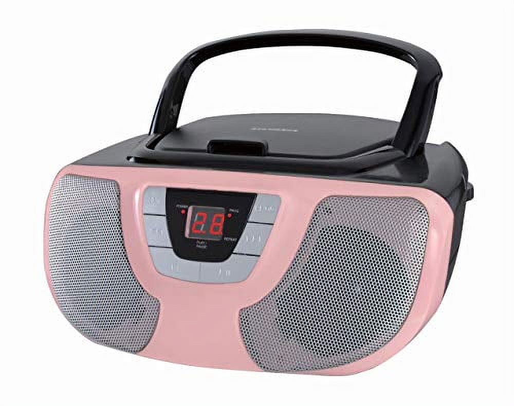 Sylvania SRCD1025 Portable CD Radio Boombox - Pink - Walmart.com