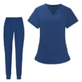 thumbnail image 1 of Conjunto de uniforme para enfermería para hombre y mujer, ropa de trabajo de enfermera, uniforme para enfermería, mangas cortas, múltiples bolsillos, azul Yinane  Uniformes de Trabajo, 1 of 8
