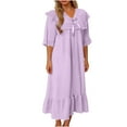 thumbnail image 4 of Ashirexll Sleep Shirts for Women, Nightgowns for Women, Casual Loose V-Neck Short Sleeve Pajama Dress, 4 of 7