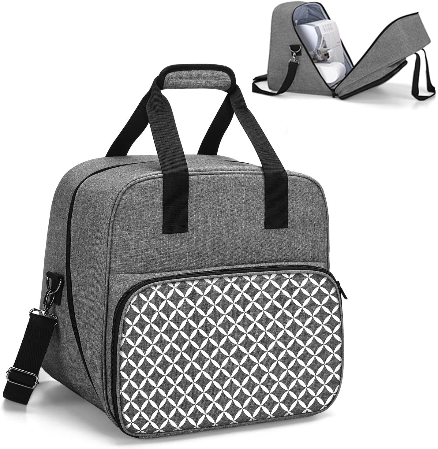 Bmatwk Serger Machine Carrying Case with Bottom Wooden Board, Universal