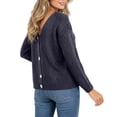 thumbnail image 4 of Edvintorg V Neck Sweaters for Women Plus Size Long Sleeve Casual Lightweight Knit Sweater Womens Clothing Black M, 4 of 7