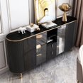 thumbnail image 3 of Light luxury rock plate table side cabinet Solid wood simple living room entrance cabinet marble tea side cabinet My Lux Decor Round, 3 of 7
