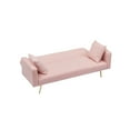 thumbnail image 5 of SYNGAR Convertible Sleeper Sofa Bed with 2 Pillows, Teddy Fleece Upholstered Futon Sofa Bed with Adjustable Backrest and Solid Wood Frame, Modern Sofa for Apartment Livingroom, Pink, 5 of 7