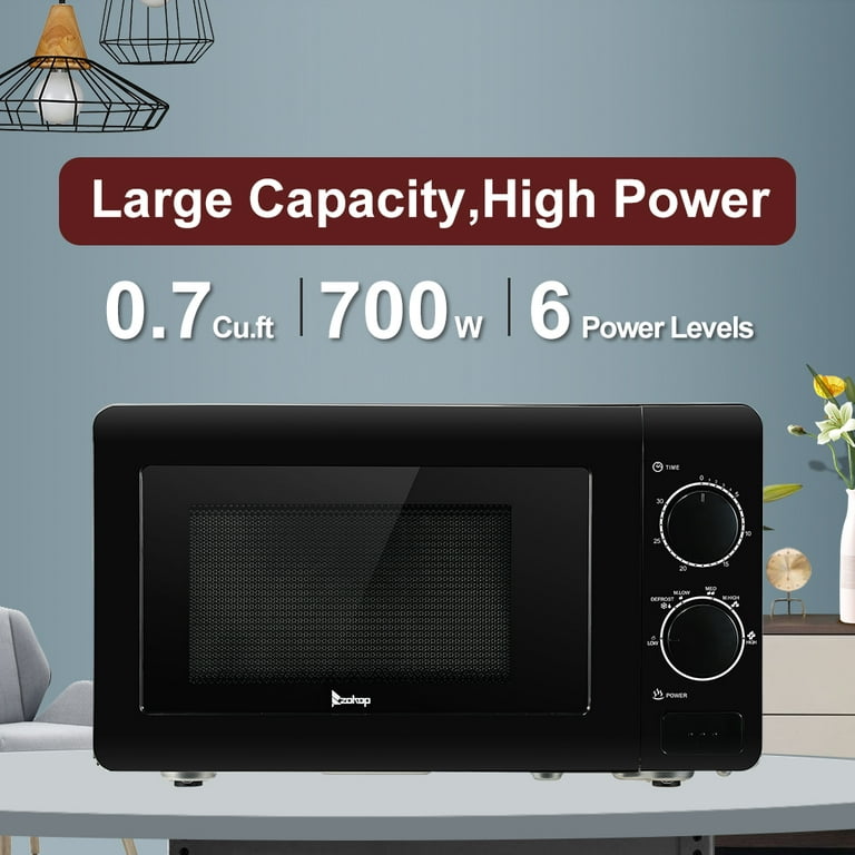 Microwave Oven With Manual Dials 0.7 Cubic Ft 700 Watts - Black