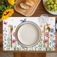 thumbnail image 4 of Spring Floral Placemats Set of 4, Pink Blue Flowers Botanical Butterflies Placemats for Dining Table, Place Mats for Kitchen Tabletop, Waterproof Wipeable Dining Table Mats Set, 4 of 9
