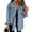 Blue, variant on Womens Boyfriend Washed Crop Denim Jean Jacket Coat 03-Brown M