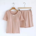 thumbnail image 2 of Goodtrade8 Womens Shorts & Tops Pajamas Sets Summer Homewear Short Sleeve PJS 2 Pieces Homewear Loungewear Solid Color Pajamas for Women Home, 2 of 9