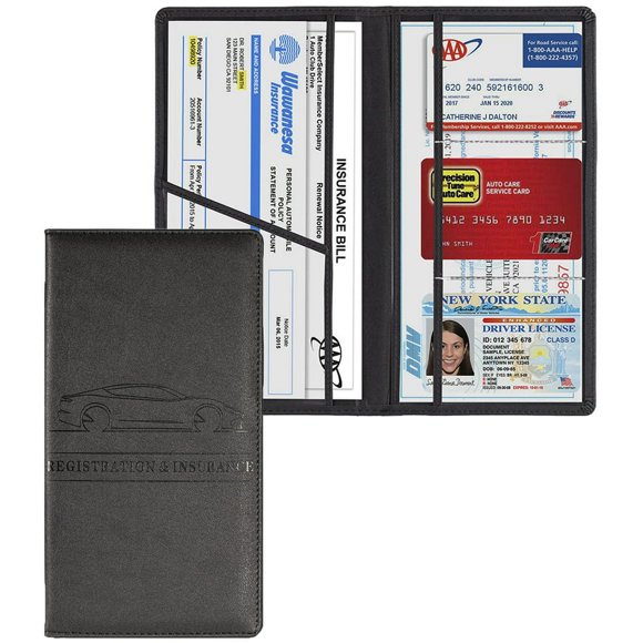 MesaSe Car Insurance & Registration Holder Vehicle Glove Box Organizer Car Organizer Accessories Box for Men & Women for Letters Essential Documents Driver‘s License - Black