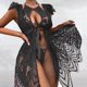 thumbnail image 1 of Conjunto de lencería de encaje Floral para mujer, disfraces eróticos de Navidad, perspectiva femenina, pijamas, ropa sexual, 3 piezas, 1 of 4