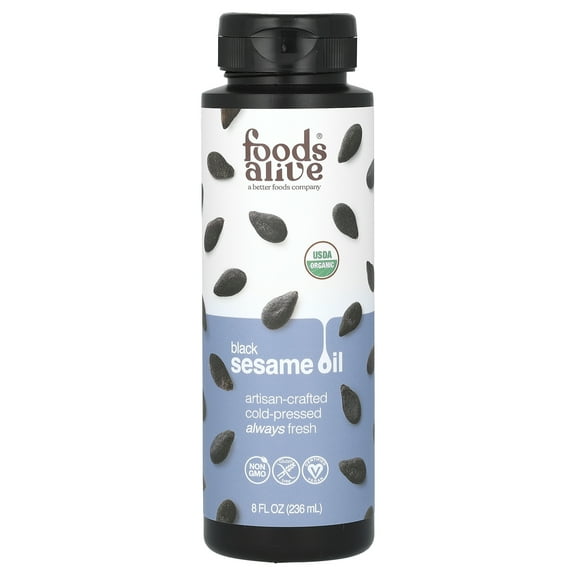 Foods Alive Organic Black Sesame Oil, Artisan Cold-Pressed, 8 fl oz (236 ml)