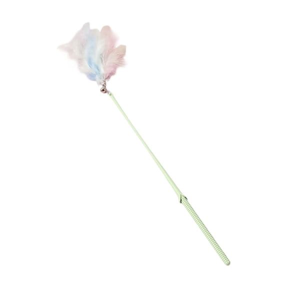 Cat Toy Feather Teaser Wand, Durable Long Handle Interactive Cat Toy With Corn Cactus Grip, Fun Play Tool For Indoor Cats Exercise And Entertainment